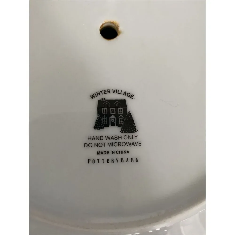 Pottery Barn Christmas Winter Village 3 Tier Tidbit Server Tray Cake Stand